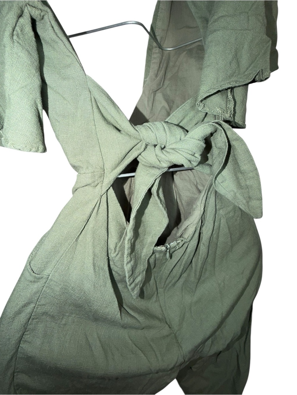 Here Comes the Sun Olive Green Open Back Tie Jumpsuit - Picture 8 of 8